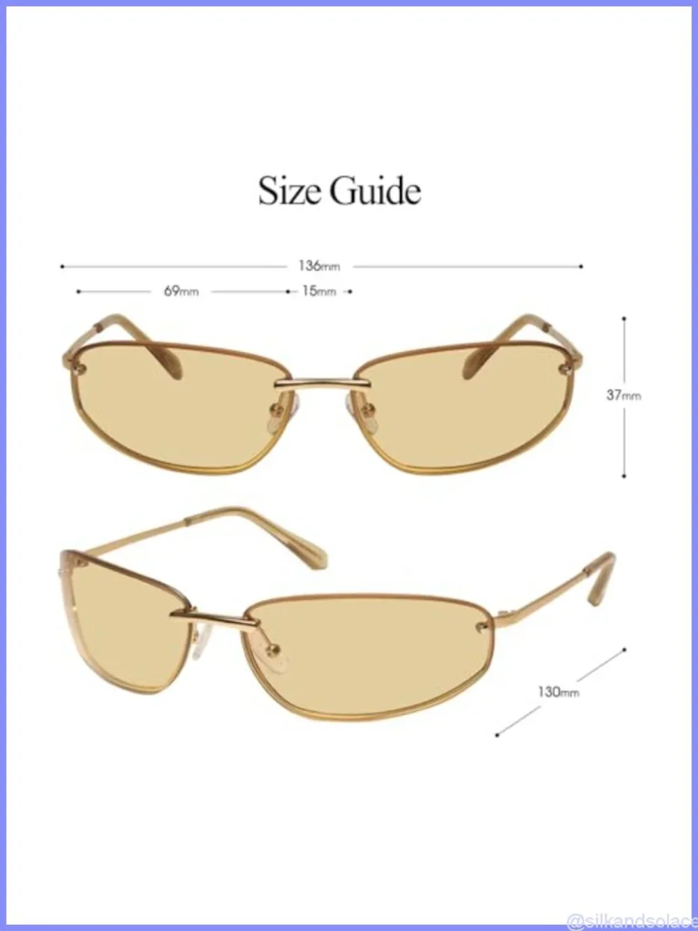 Y2K Retro Wrap Around Sunglasses UV400 Metal Arms Oval Rimless